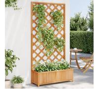 Brun Jardinière avec treillis - Balconnière/Bac à Fleurs avec Treillis - marron bois massif de sapin &HSF7883245