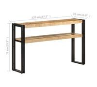Brun Table console - CLARENCE - Meuble couloir - 120x30x75 cm - Bois de manguier brut CC374
