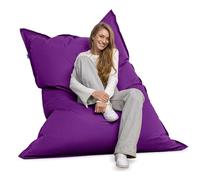 Bruni Pouf géant Caree en violet - Pouf XXL rectangulaire avec dimensions de 140x180 cm et 400 l de remplissage, pouf avec housse intérieure, sac de couchage, housse amovible, pour intérieur et