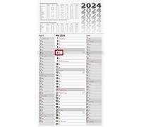 BRUNNEN Agenda 3 mois 2024 Planning Hebdomadaire 1 feuille = 3 mois 30 x 55,5 cm, une seule pièce Fond: gris