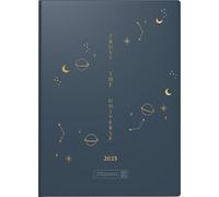 BRUNNEN Agenda de poche modèle 731 (2025) « Universe », 2 pages = 1 semaine, A6, 144 pages, couverture graphique, bleu foncé