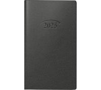 BRUNNEN Agenda de poche modèle 751 (2025), Planificateur Mensuel, 2 pages = 1 mois, format A6, 32 pages, couverture en plastique Artistico, noir