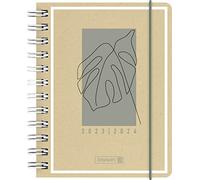 BRUNNEN Agenda journalier « Jungle Leaf » 2023/2024 A6 naturel 1 page = 1 jour, sa. + So. sur une page