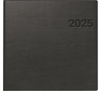 BRUNNEN Agenda modèle 766 (2025), 2 pages = 1 semaine, 210 × 205 mm, 144 pages, couverture en film mousse, intérieur en film rigide, noir