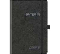 BRUNNEN Agenda modèle 796 (2025), Planificateur Mensuel, Planning Hebdomadaire, 2 pages = 1 semaine, format A5, 128 pages, couverture en carton, flexible, noir