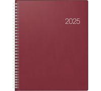 BRUNNEN Agenda modèle Manager Wt 7 weektimer (2025), 2 pages = 1 semaine, 210 × 260 mm, 160 pages, couverture en plastique, intérieur en film rigide, bordeaux