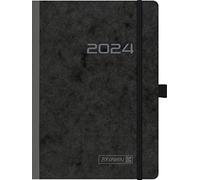 BRUNNEN Agenda semainier modèle 796 2024 2 pages = 1 semaine Taille de la feuille 14,8 x 20,8 cm Noir