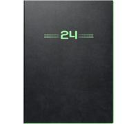 BRUNNEN Agenda semainier NEON modèle 796 2024 2 pages = 1 semaine Taille de la feuille 14,8 x 20,8 cm Noir avec bord néon vert