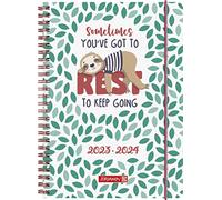 BRUNNEN Agenda semainier Sloth 2023/2024 A5 blanc/bleu 2 pages = 1 semaine