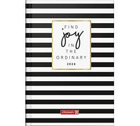 BRUNNEN Agenda semainier « Stripes » modèle 796 2024 2 pages = 1 semaine format feuille 14,8 x 20,8 cm noir/blanc