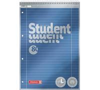 BRUNNEN Bloc-notes Premium Student à spirale sur le dessus | A4, linéature 27, 80 feuilles, bleu