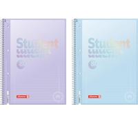 BRUNNEN Bloc-notes Premium Student « Pastel 2 » | A4, linéature 27, 80 feuilles, assortis