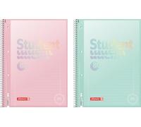 BRUNNEN Bloc-notes Premium Student « Pastel » | A4, linéature 27, 80 feuilles, assorties
