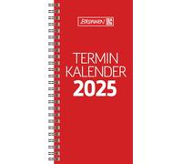 BRUNNEN Carnet de notes modèle 780 (2025), 2 pages = 1 semaine, 100 × 207 mm, 120 pages, couverture en carton laminé brillant, rouge