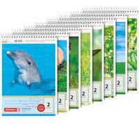 Brunnen Lot de 40 feuilles de papier à lettre ligné à spirale 70 g/m² Format A5 ligné Pour 2ème année Motif au choix