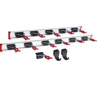 Bruns Support d'outils 100 cm et 75 cm Rail avec 12 supports et 2 crochets - Support d'outils de jardin, support pour balais Support mural plage de serrage 0-50mm, noir/rouge
