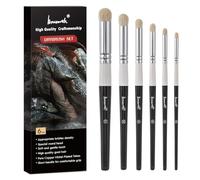 Brusarth Ensemble de pinceaux Drybrush - 6 Tailles - Poils de chèvre - Acrylique - pour Table et Jeux de Guerre - Peinture à l'huile Miniature - Modèle pour débutants et Professionnels