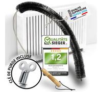 BRUSHYZ Brosse Nettoyage Radiateur 117cm I Plumeau Radiateur Longue Fine | Réduire les Coûts de Chauffage I Air Plus Sain I Flexible I Poils Doux I Ailettes et Interstices I e Purge Incluse