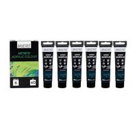 BRUSTRO Lot de 6 tubes de peinture acrylique pour artistes | 40 ml, vert phtalo, non toxique, à base d'eau, mélange interne, idéal pour la peinture, effets texturés sur toile, papier, étudiants et