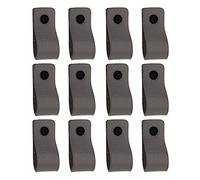 Brute Strength - Poignées en cuir pour meubles - Gris - 12 pcs - 12,5 x 2,5 cm - Poignée de meuble, Poignée de porte pour cuisine, salle de bain, armoires, commode, bois
