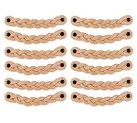 Brute Strength - Poignées en cuir pour meubles - Tressées - Naturelles - 12 pcs - 16,5 x 2,5 cm - Poignée de meuble, Poignée de porte pour cuisine, salle de bain, armoires, commode, bois
