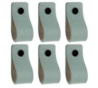 Brute Strength - Poignées en cuir pour meubles - Vert Pâle - 12 pcs - 12,5 x 2,5 cm - Poignée de meuble, Poignée de porte pour cuisine, salle de bain, armoires, commode, bois