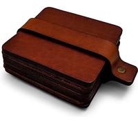 Brute Strength - sous-Verres Cuir - Carré - Cognac - 14 pièces | Dessous de verre, sous-verres et sous-bocks lavables en cuir pleine fleur; avec lanière de rangement pour verres et tasses