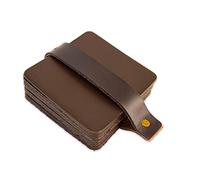 Brute Strength - sous-Verres Cuir - Carré - Marron - 10 pièces | Dessous de verre, sous-verres et sous-bocks lavables en cuir pleine fleur; avec lanière de rangement pour verres et tasses