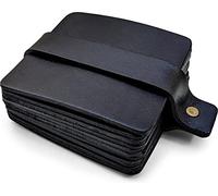 Brute Strength - sous-Verres Cuir - Carré - Noir - 10 pièces | Dessous de verre, sous-verres et sous-bocks lavables en cuir pleine fleur; avec lanière de rangement pour verres et tasses
