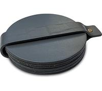 Brute Strength - sous-Verres en Cuir Pleine Fleur - Rond - Gris - 6 pièces | Dessous de verre, sous-verres et sous-bocks lavables en cuir pleine fleur; avec lanière de rangement pour verres et tasses
