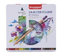 BRUYNZEEL Crayons d'aquarelle Expression – boîte métallique 24 pièces
