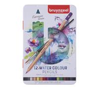 BRUYNZEEL – Crayons aquarellables Expression, set de 12 + pinceau, pour adultes et bullet journal