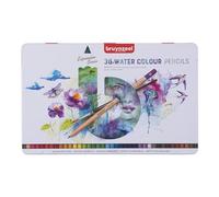 BRUYNZEEL Crayons de couleur aquarellables Expression – set de 36 + pinceau – solubles à l'eau