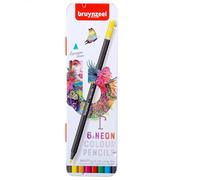 BRUYNZEEL Expression Crayons de couleur teintes fluo, boîte métallique de 6