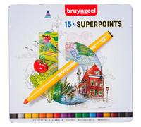 Bruynzeel - Feutres Super Points, boîte de 15 couleurs | 6 pièces