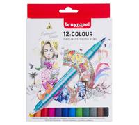 Bruynzeel - Kit créatif de feutres pinceaux Fineliner, 12 couleurs | 6 pièces