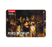 BRUYNZEEL & Rijksmuseum Set de 50 crayons de couleur professionnels dans une boîte en fer-blanc pour le dessin et le coloriage | Rembrandt van Rijn
