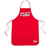 Bruzzzler Tablier barbecue avec motif imprimé, tablier barbecue, protection grille, tablier barbecue et de cuisine, pur coton, emmanchures et laçage dans dos, réglable, Taille : 67 x 97 cm, Rouge