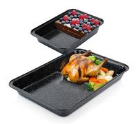 Moule à Four Granit 28x19/47.5x32cm 2pcs Plat à Four Cuisson Plaque Gâteau
