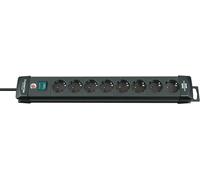 BS-1951180100-Base Tomas Mult. Prem.3m8T Negro | Multiprise avec interrupteur - Angle de 45° des prises de contact de protection - Montage mural - Fabriqué en Allemagne