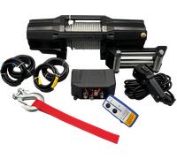 Berger & Schröter | Treuil électrique professionnel 12 V, 2 727 kg, 2,57 kW avec câble en acier, treuil à moteur pour quads, VTT, véhicules automobiles, 6 000 lb avec télécommande radio