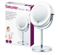 BS 55 Miroir cosmétique éclairé et chromé de haute qualité, lumière LED claire avec variateur, grossissement normal et 7x