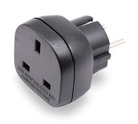 BS 8546 Approuvé UK à EU/DE/FR/FR/IT/ES Adaptateur Enfichable, Appareil électronique 3 Broches UK/HK/UAE à Adaptateur Femelle EU 2 Broches avec Obturateur de Sécurité (1 Pièce, Noir)