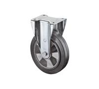 BS Rollen Roulette fixe pour charges lourdes avec plaque de fixation, bandage élastique en caoutchouc plein, roulement à billes 160 mm 300 kg - L610.B80.160