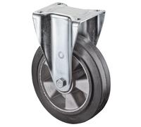 BS Roulettes Roulette fixe pour charges lourdes avec plaque de fixation, bandage élastique en caoutchouc plein, roulement à billes 250 mm 550 kg - N110.B80.251
