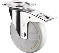 BS Roulettes Roulette pivotante D.200mm Trgf.600kg m.Festst.Ku.138x110mm blanc - N120.B15.203