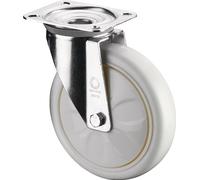 BS Roulettes Roulette pivotante D.200mm trgf.600kg plaque de cu. L138xB110mm couleur Rl.blanc - N100.B15.203