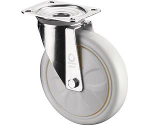 BS Roulettes Roulette pivotante D.200mm trgf.600kg plaque de cu. L138xB110mm couleur Rl.blanc - N100.B15.203
