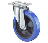 BS Roulettes Roulette pivotante diamètre 200mm capacité de charge 300kg roue en caoutchouc plein élastique plaque 138x109mm - L400.B61.200