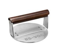 BS-VOG Presse Steak Haché, Smash Burger Press Inox 15.2cm avec Poignée Bois | Poids Lourd 716 g, Base Plate Lisse, Pour Steak Haché Bacon Saucisse, Smash Burger Maison, Nettoyage Facile